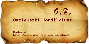 Oszlanszki Honóriusz névjegykártya
